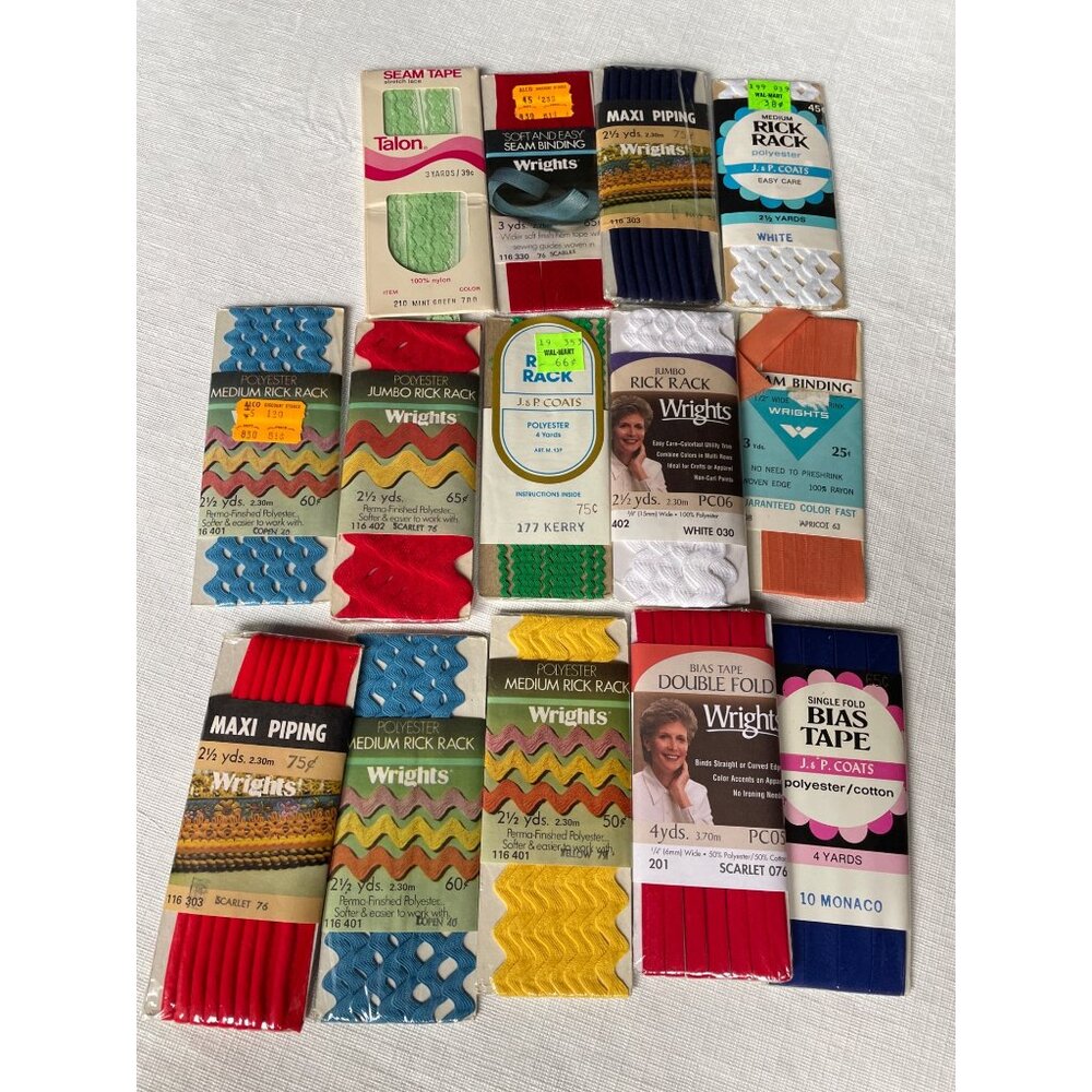 Assorted Crafting Supplies: Seam Tape Rick Rack & Bias Tape Vintage